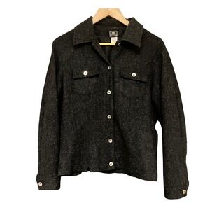 MAURICES Women's Dark Gray 100% Wool Button Front Collared Jacket Size Medium